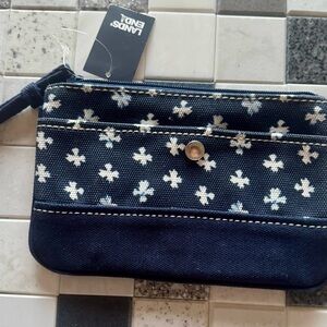 Lands' End Navy Canvas Wristlet with White Cross Motif